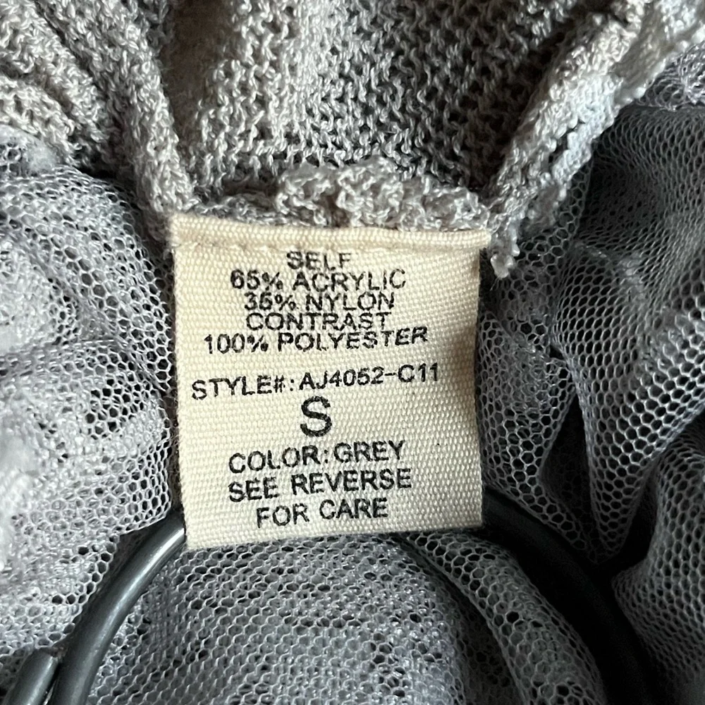 A'Reve Light Gray Ruffle and Lace Cardigan - Picture 8 of 9
